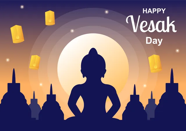 Vesak Day Celebration  Illustration