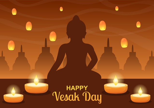 Vesak Day Celebration  Illustration