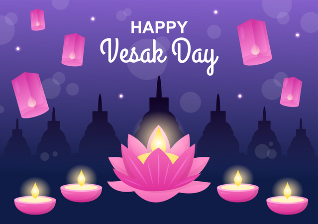 Vesak Day Celebration  Illustration