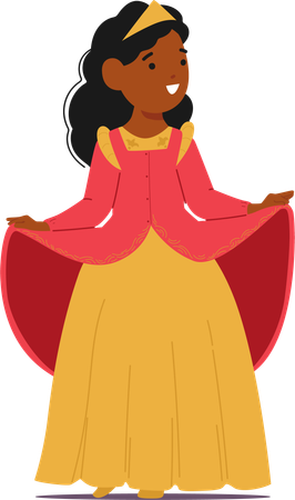 Criança negra com vestido de rainha  Ilustração