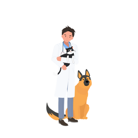 Vet Hold Cat  Illustration