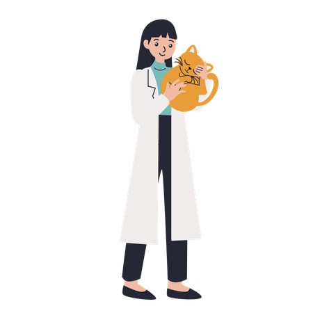 Vet with cat  Illustration