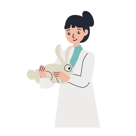 Vet with rabbit  Illustration