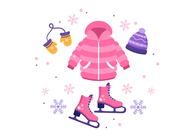 Vêtements d'hiver pour le patinage sur glace  Illustration