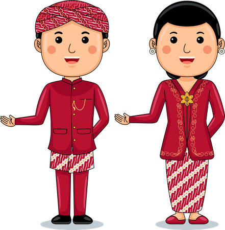 Un couple porte des vêtements traditionnels Riau Sumatra  Illustration