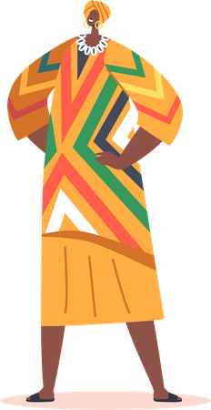 Une femme africaine porte des vêtements traditionnels  Illustration