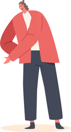 Homme portant une veste rouge et un pantalon noir  Illustration