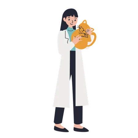 Vétérinaire avec chat  Illustration