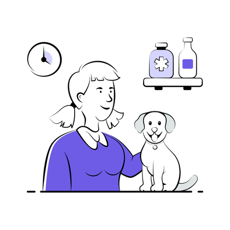 Veterinarian check dog's health  Illustration