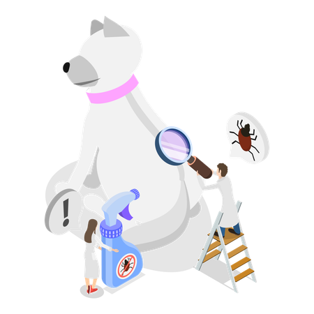 Veterinarian doing animal research  Illustration
