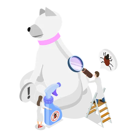 Veterinarian doing animal research  Illustration