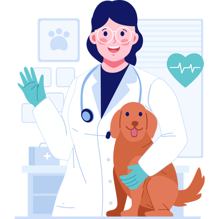 Veterinarian with pet dog  Illustration