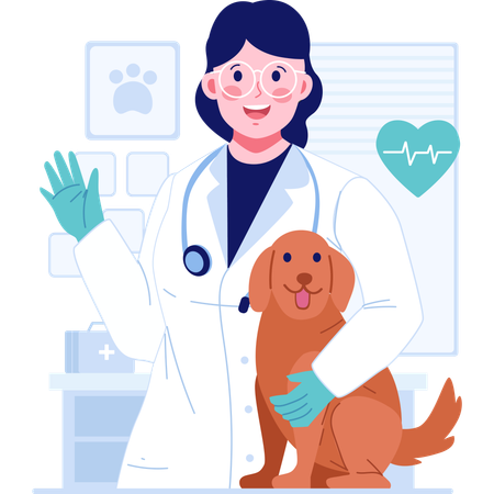 Veterinario con perro mascota  Ilustración