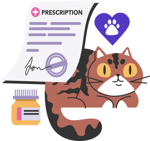 Veterinary appointment medical clinic form prescription cat health  イラスト