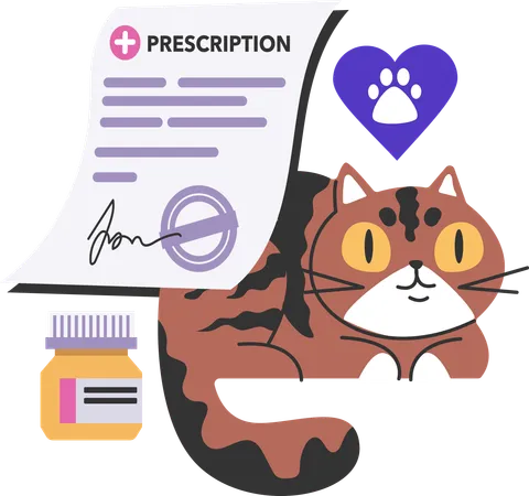 Veterinary appointment medical clinic form prescription cat health  イラスト