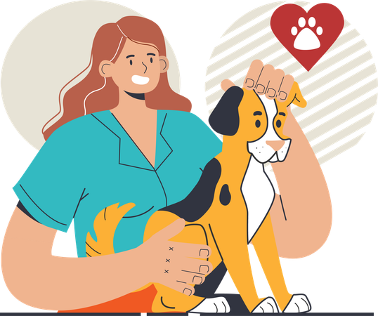 Veterinary doctor caring dog  Illustration
