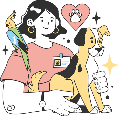 Veterinary doctor caring pet  Illustration