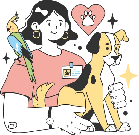Veterinary doctor caring pet  Illustration
