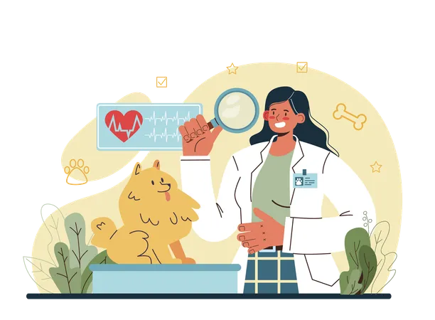 Pet Veterinarian Concept Veterinary Doctor Checking And Treating Animal Idea Of Pet Care Animal Medical Vaccination Diagnosis Vector Flat Illustration Illustration