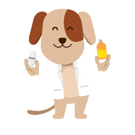 Vector Flat Character Of Dog As Pet Doctor 일러스트레이션