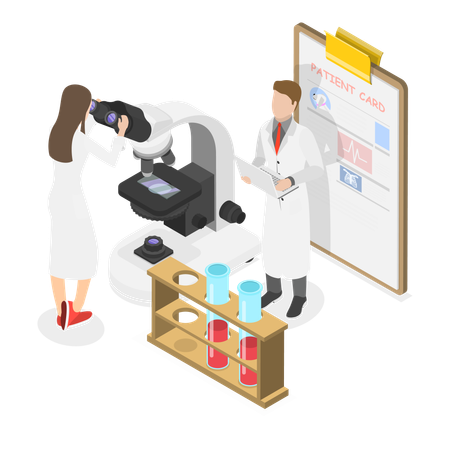 Veterinary doctor testing blood samples of animals  Illustration