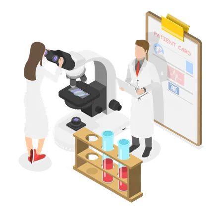 Veterinary doctor testing blood samples of animals  Illustration