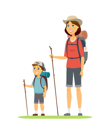 Viagem de aventura em família  Ilustração