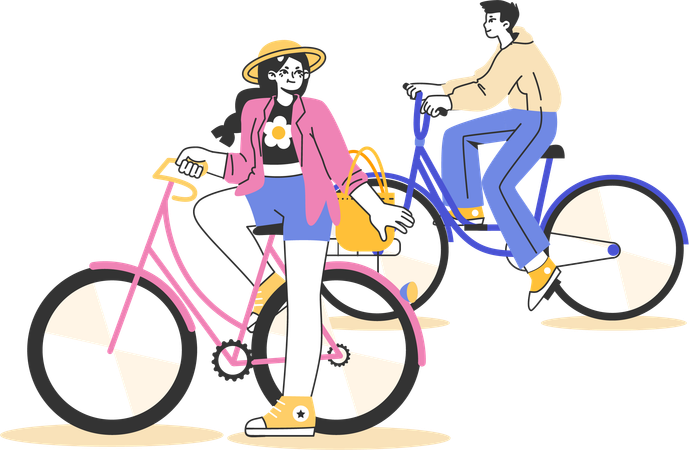 Viagem de bicicleta  Ilustração