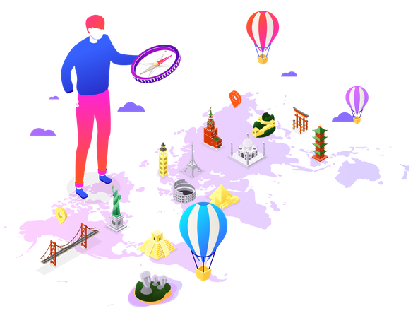 Viajando pelo mundo  Ilustração
