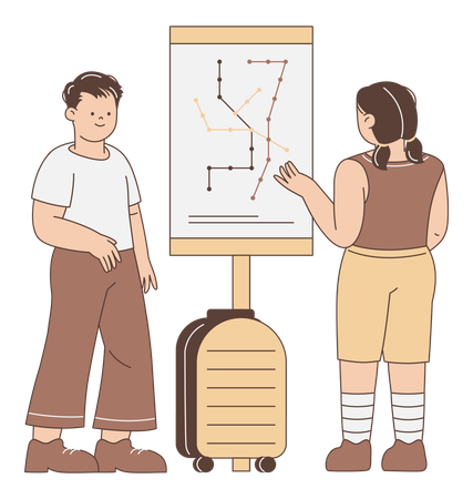 Viajante olhando para o mapa  Illustration