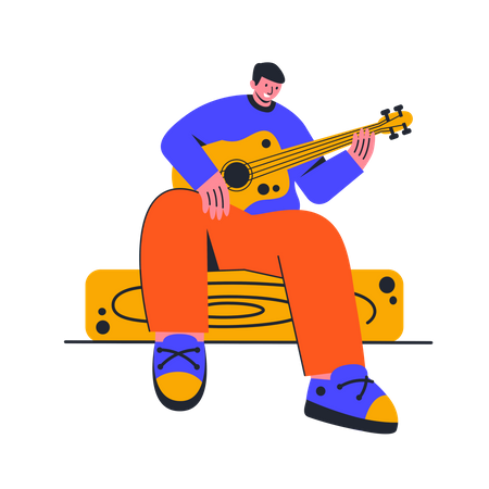 Viajante tocando violão  Ilustração