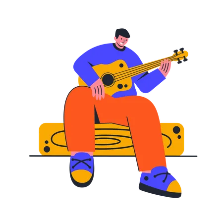 Viajante tocando violão  Ilustração