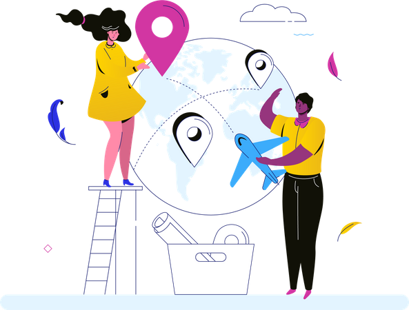 Viajar ao redor do mundo  Ilustração