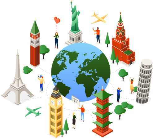 Viajar ao redor do mundo  Ilustração