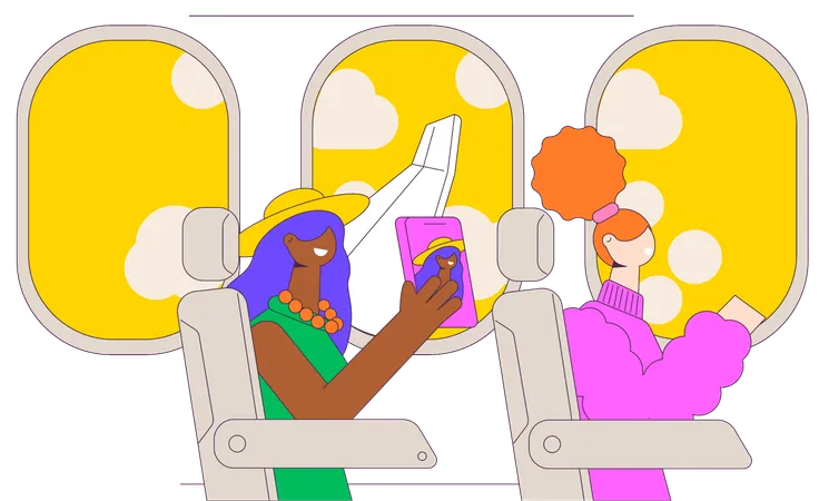 Viajar de avião  Ilustração