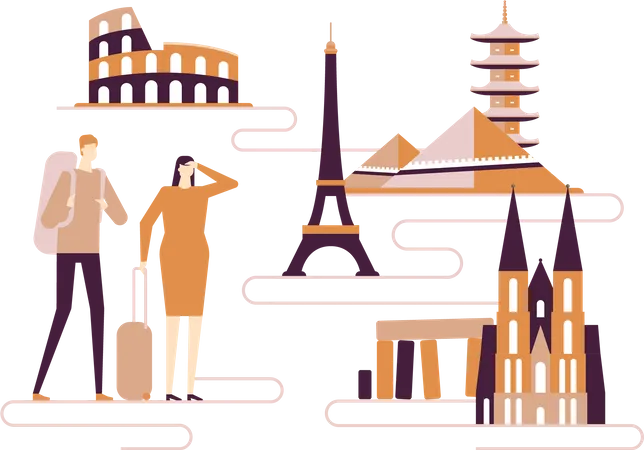 Viajar ao redor do mundo  Ilustração