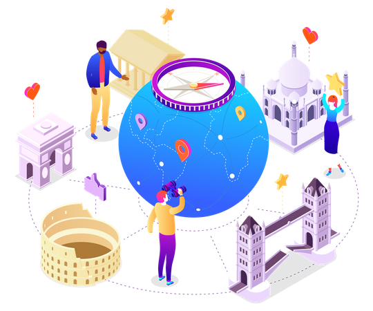 Viajar pelo mundo  Ilustração