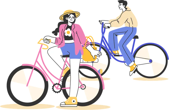 Viaje en bicicleta  Ilustración