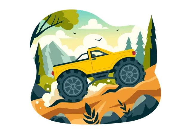 Viaje en jeep  Ilustración