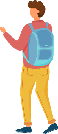 Estudiante viajero caminando con mochila  Ilustración