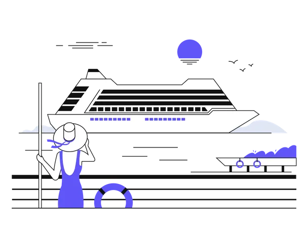 Viajes en crucero por mar  Ilustración