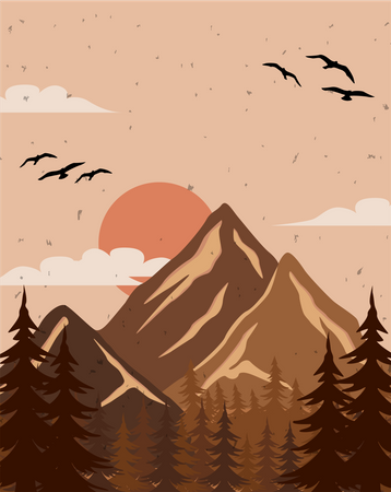 Vibrações naturais com vista para a montanha  Ilustração