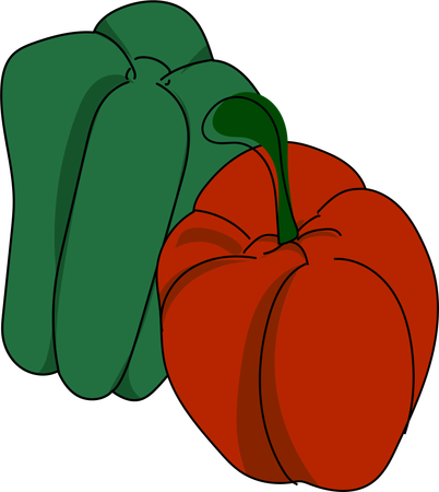 Vibrant Bell Pepper Duo  イラスト