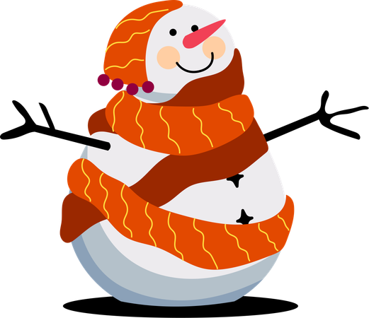 Vibrant Winter Party Snowman  Illustration