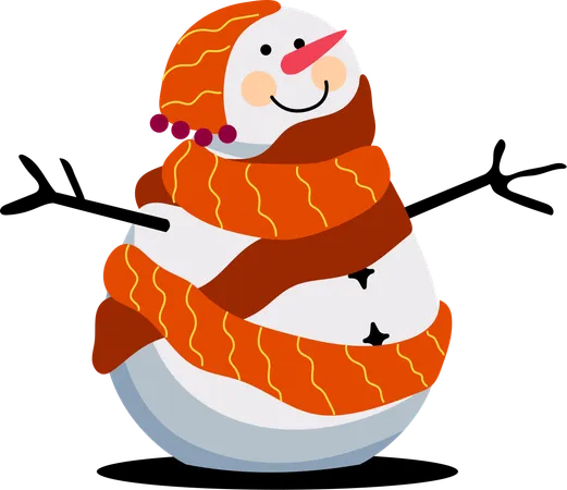 Vibrant Winter Party Snowman  Illustration