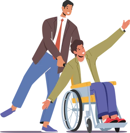 Victory celebrating with disabled business Illustration