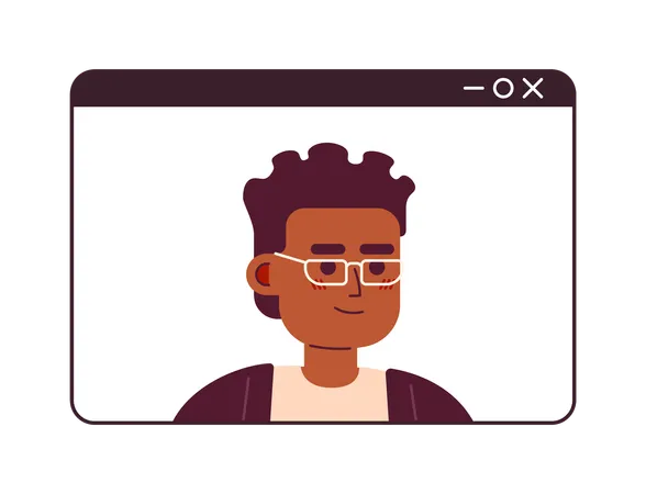 Video call african american eyeglasses man  Illustration