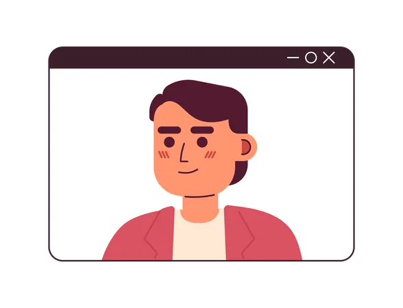 Video call caucasian young adult man  Illustration