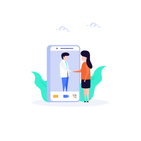 Video call through mobile application  Illustration