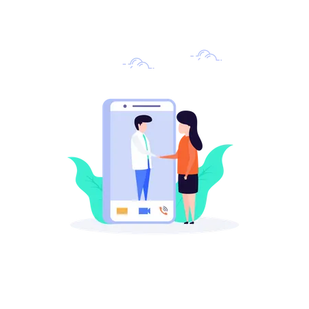 Video call through mobile application  Illustration